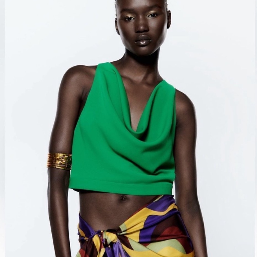 Zara Green Draped front top
